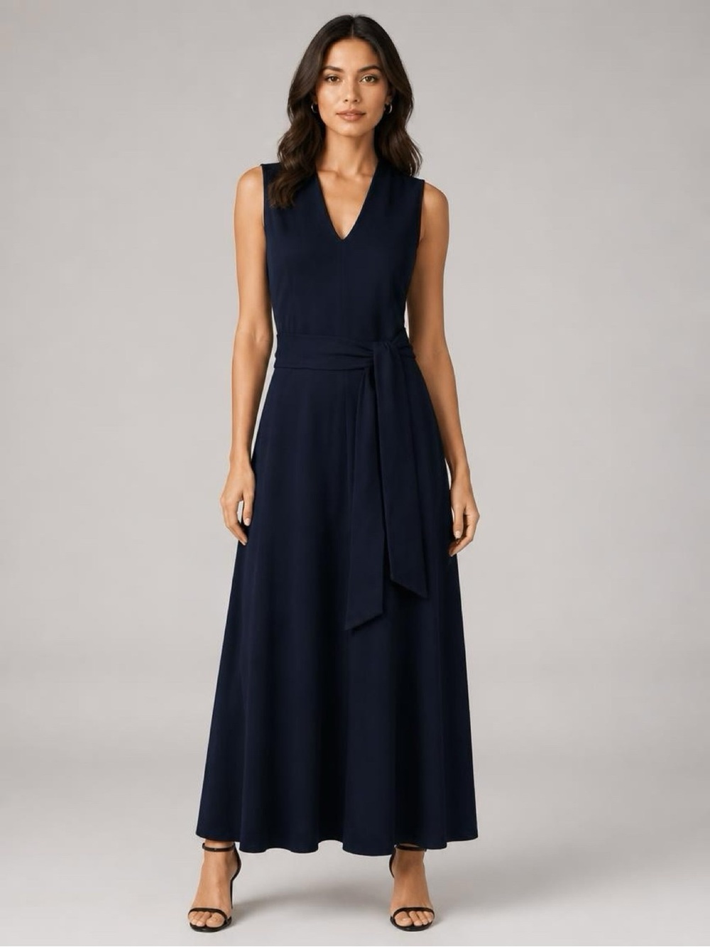 NWT Anne Klein black linen maxi dress size XS